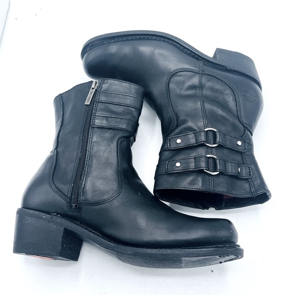 HARLEY DAVIDSON WOMENS “PIPER” STYLE DOUBLE HARNESS SOFT LEATHER BOOTS - Picture 8 of 16